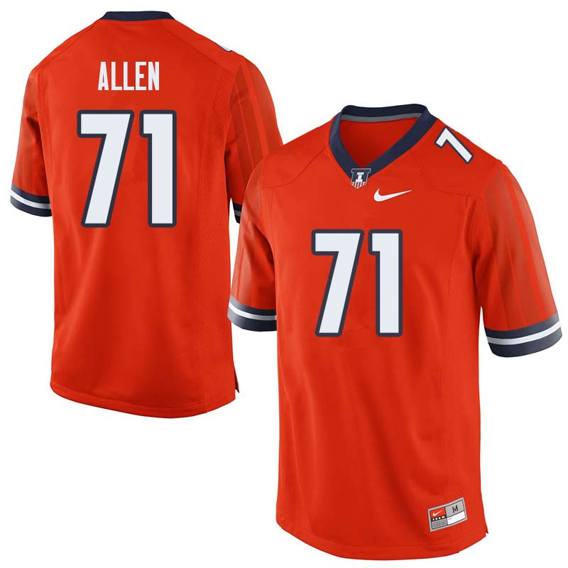 Men #71 Jeff Allen Illinois Fighting Illini College Football Jerseys Sale-Orange